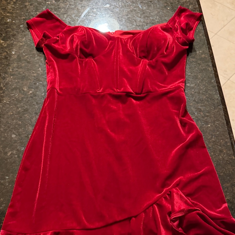 B Darlin Vibrant Velvet Red Dress